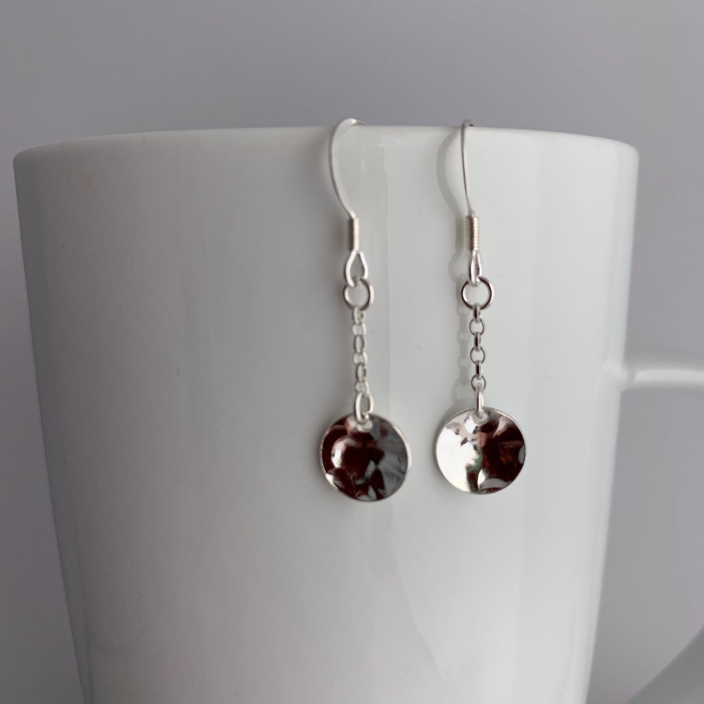 Little Sterling Silver Circle Dangle Earrings