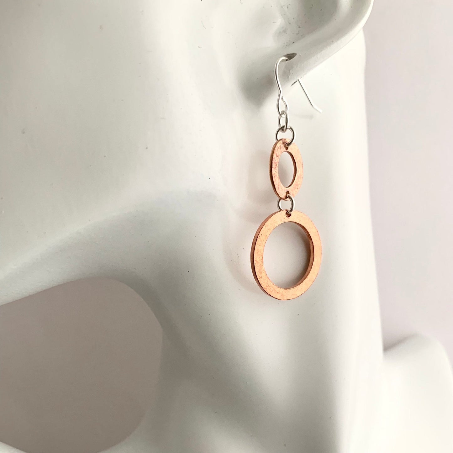 Long Copper Double Hoop Dangle Earrings