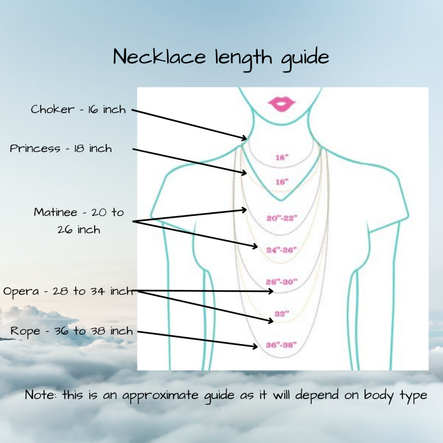 Necklace Lengths for Silver Wave Jewellery