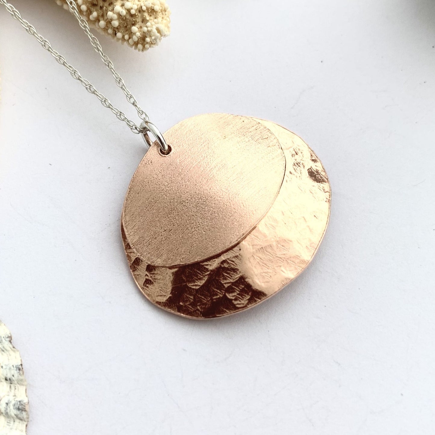 Oval Layer Copper Textured Necklace
