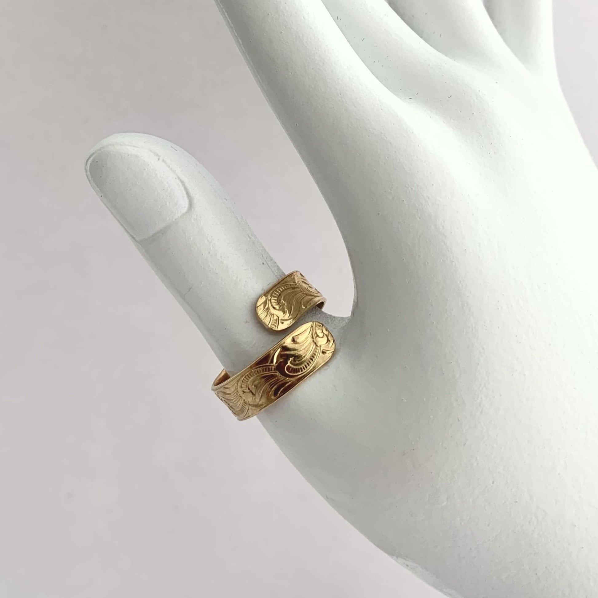 Patterned Brass Scroll Unique Thumb Ring