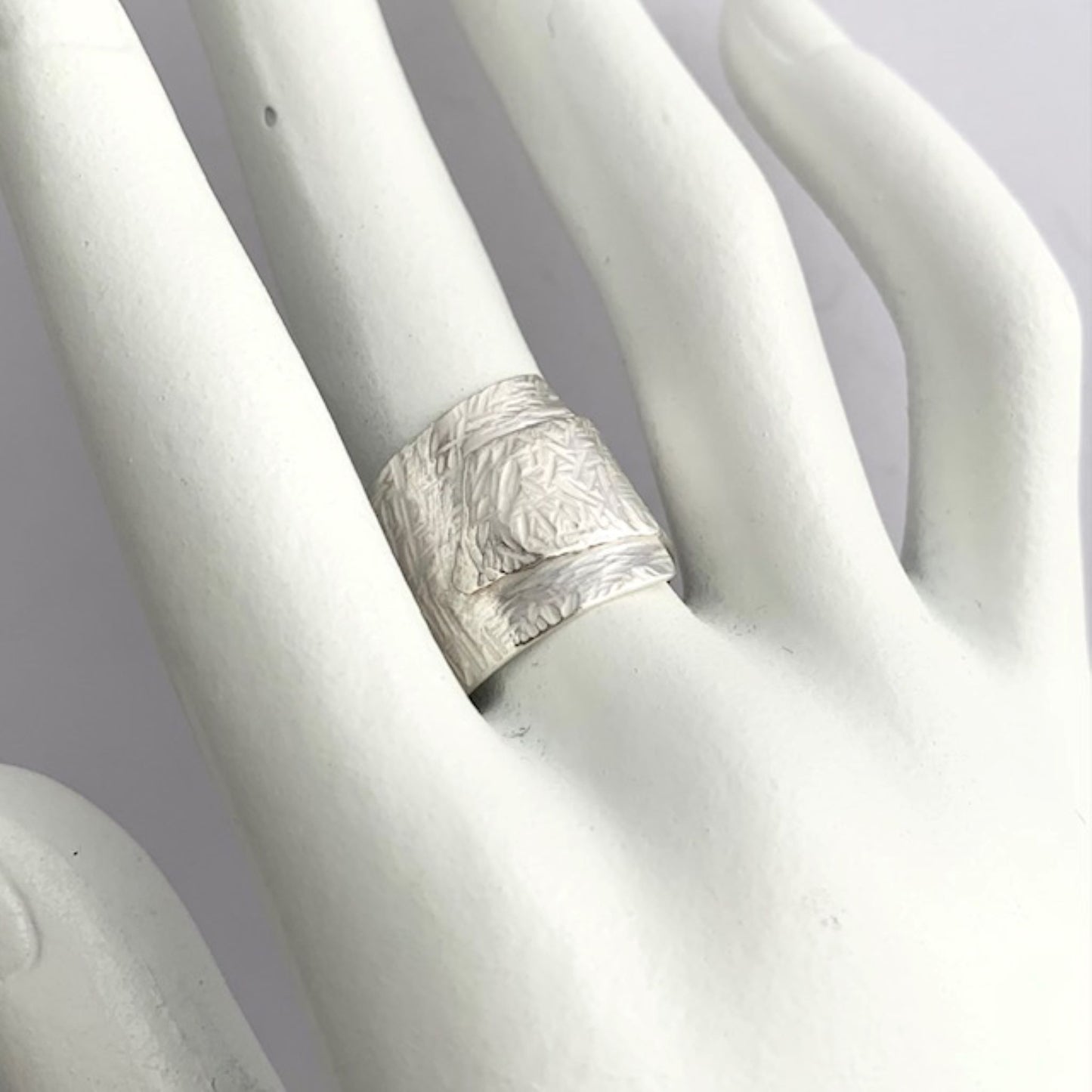 Patterned Sterling Silver Wide Ring