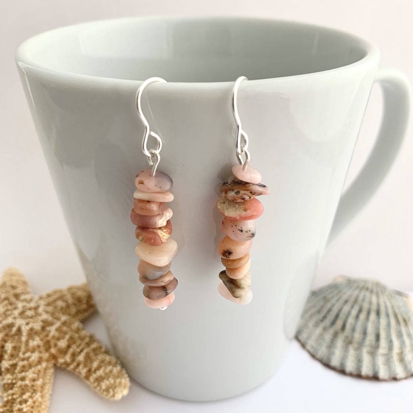 Pink Opal Dangle Gemstone Earrings