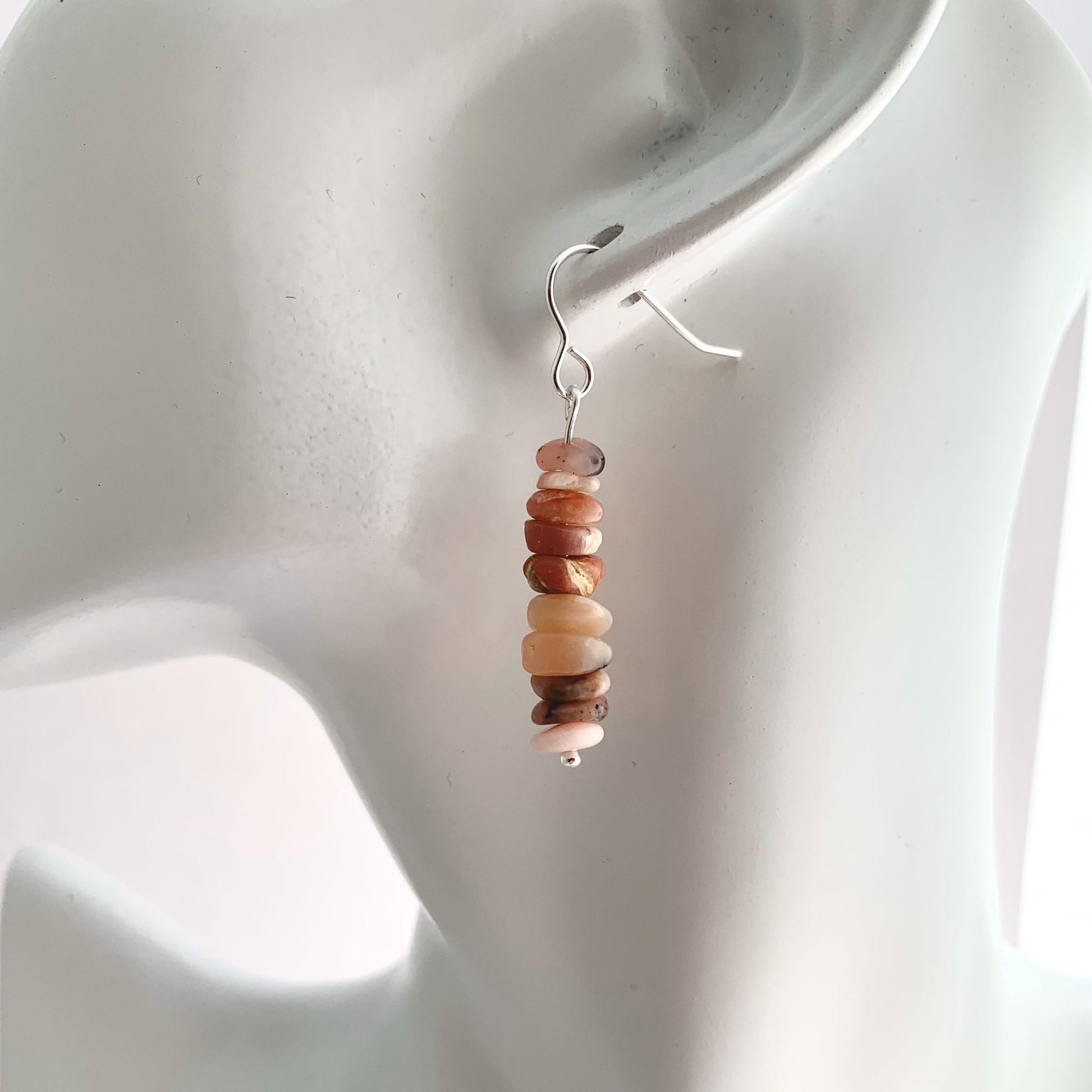 Pink Opal Gemstone Dangle Drops
