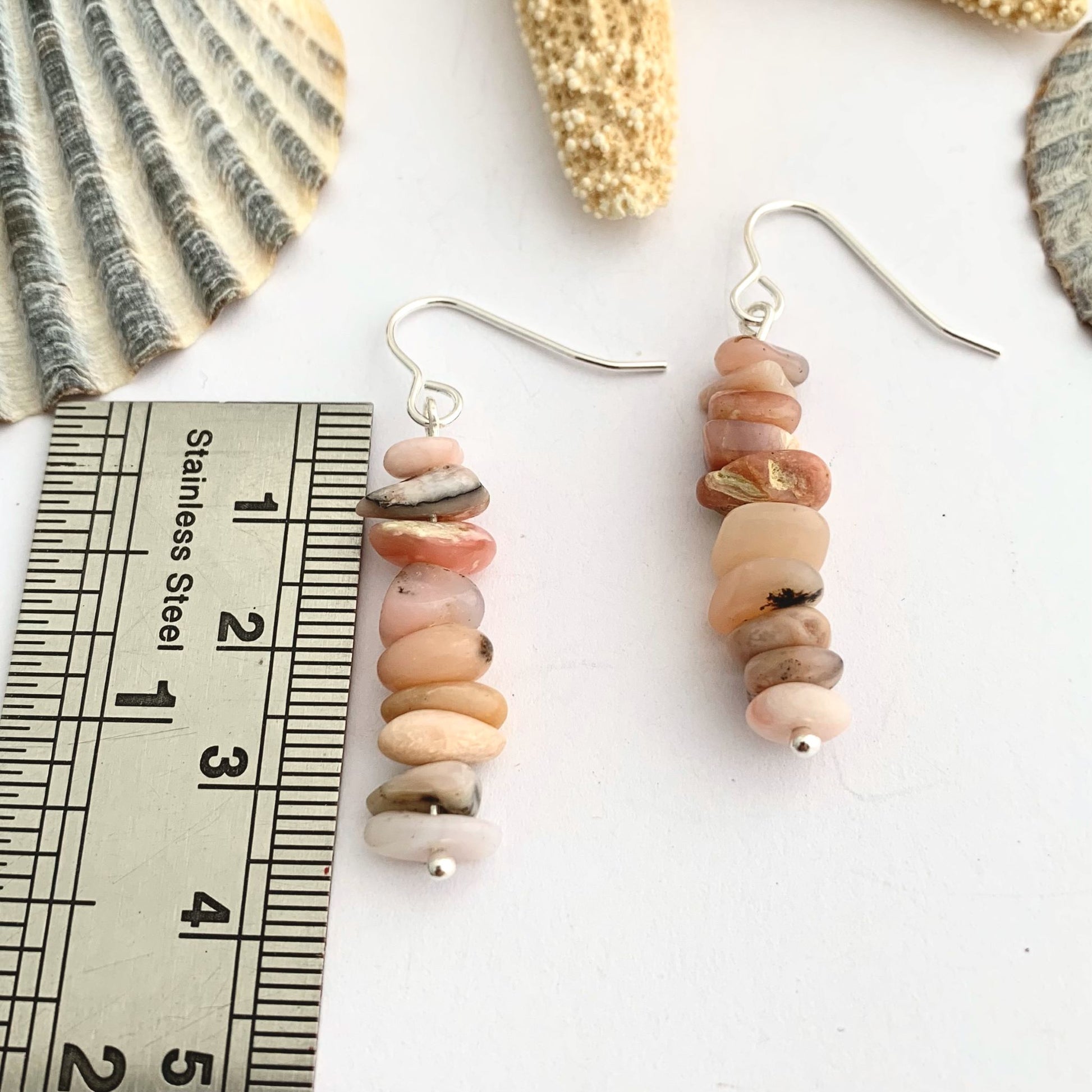 Pink Opal Gemstone Drop Earrings