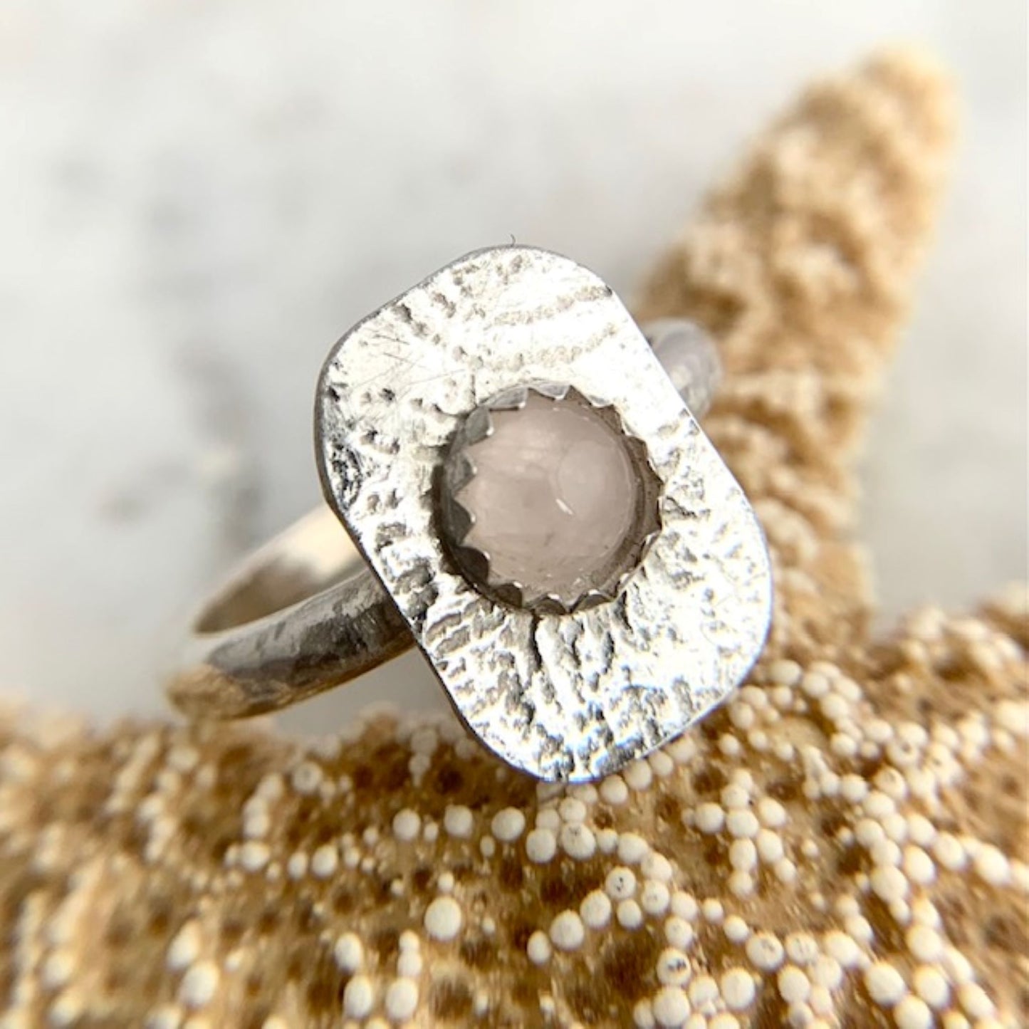 Pink Rose Quartz Gem Ring