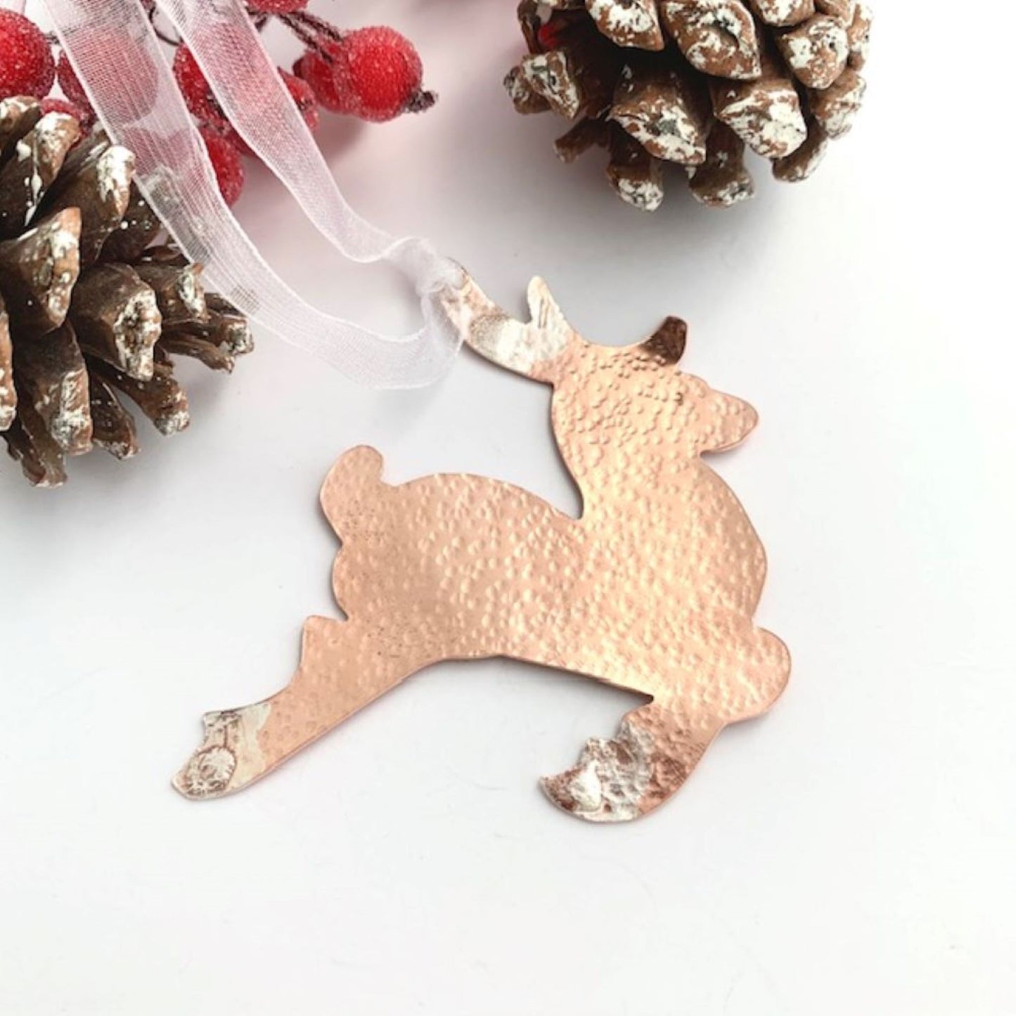 Rustic Copper Reindeer Hanging Decoration
