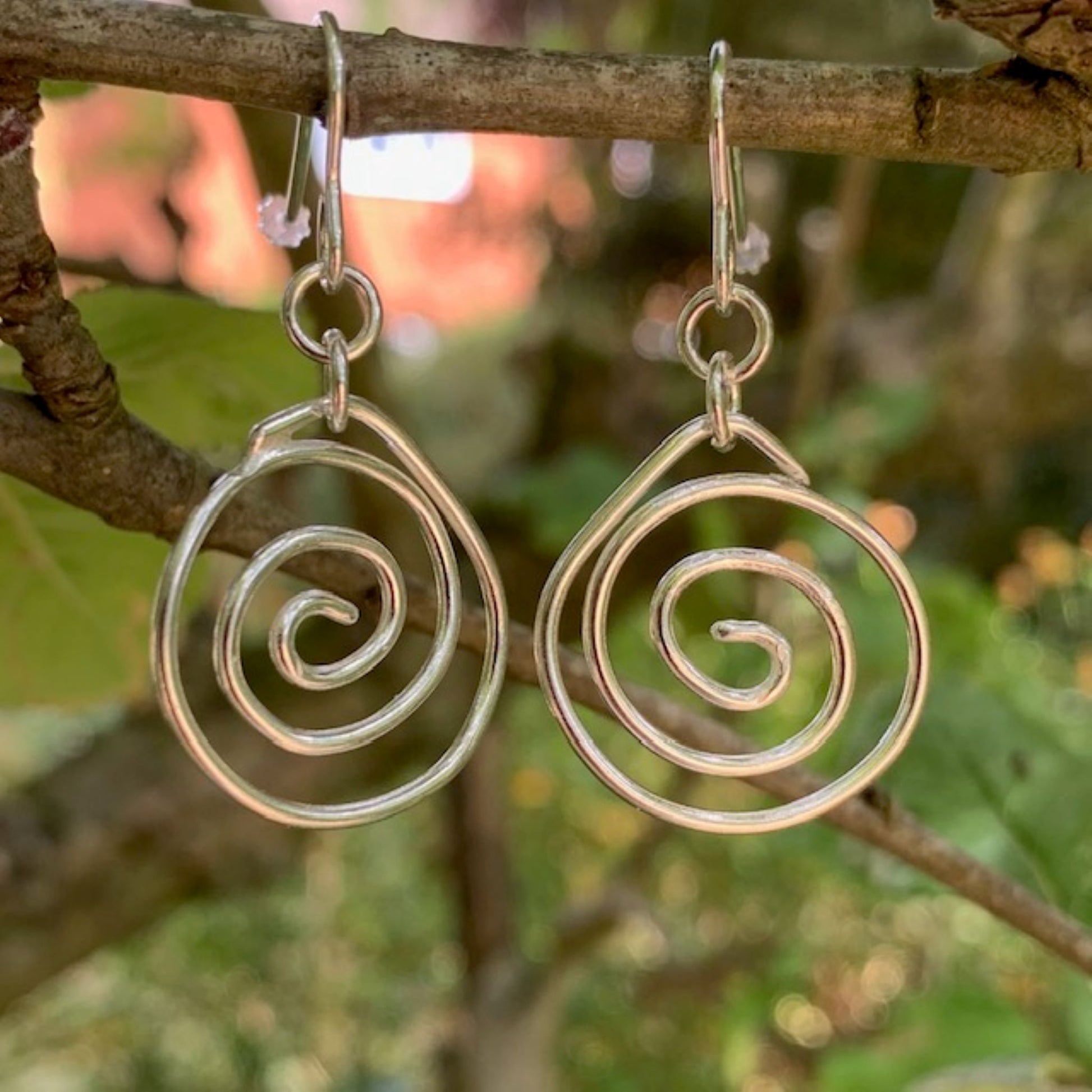 Spiral Sterling Silver Dangle Earrings