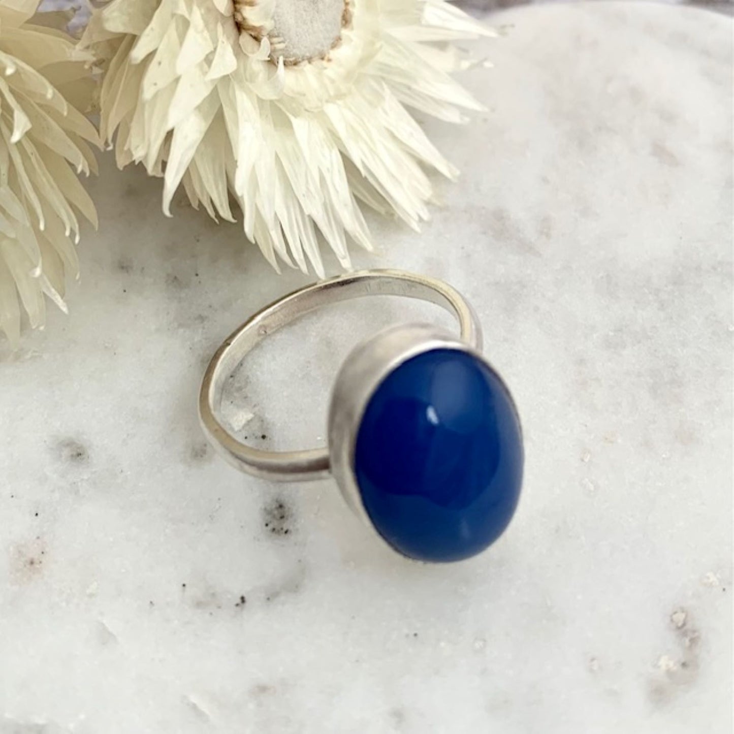 Sterling Silver Blue Agate Ring
