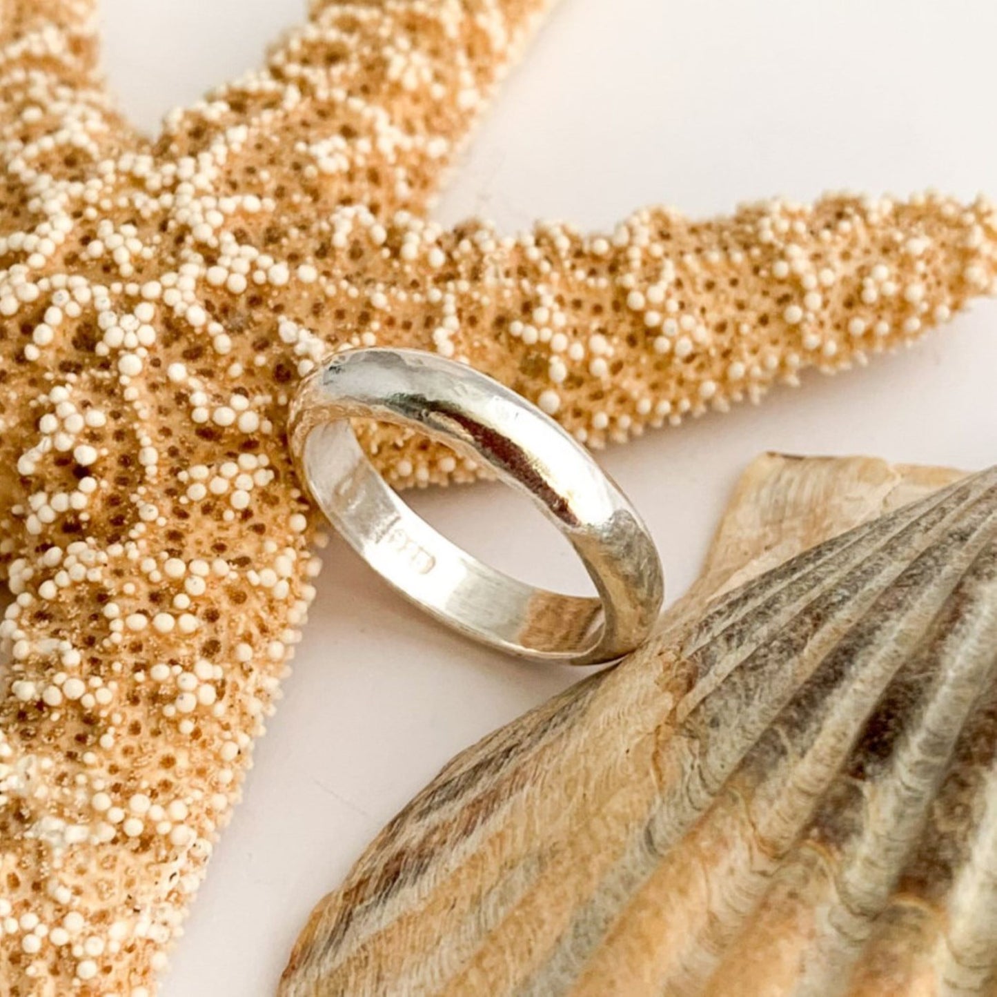 Handmade Minimalist 925 Sterling Silver Textured Ring Band