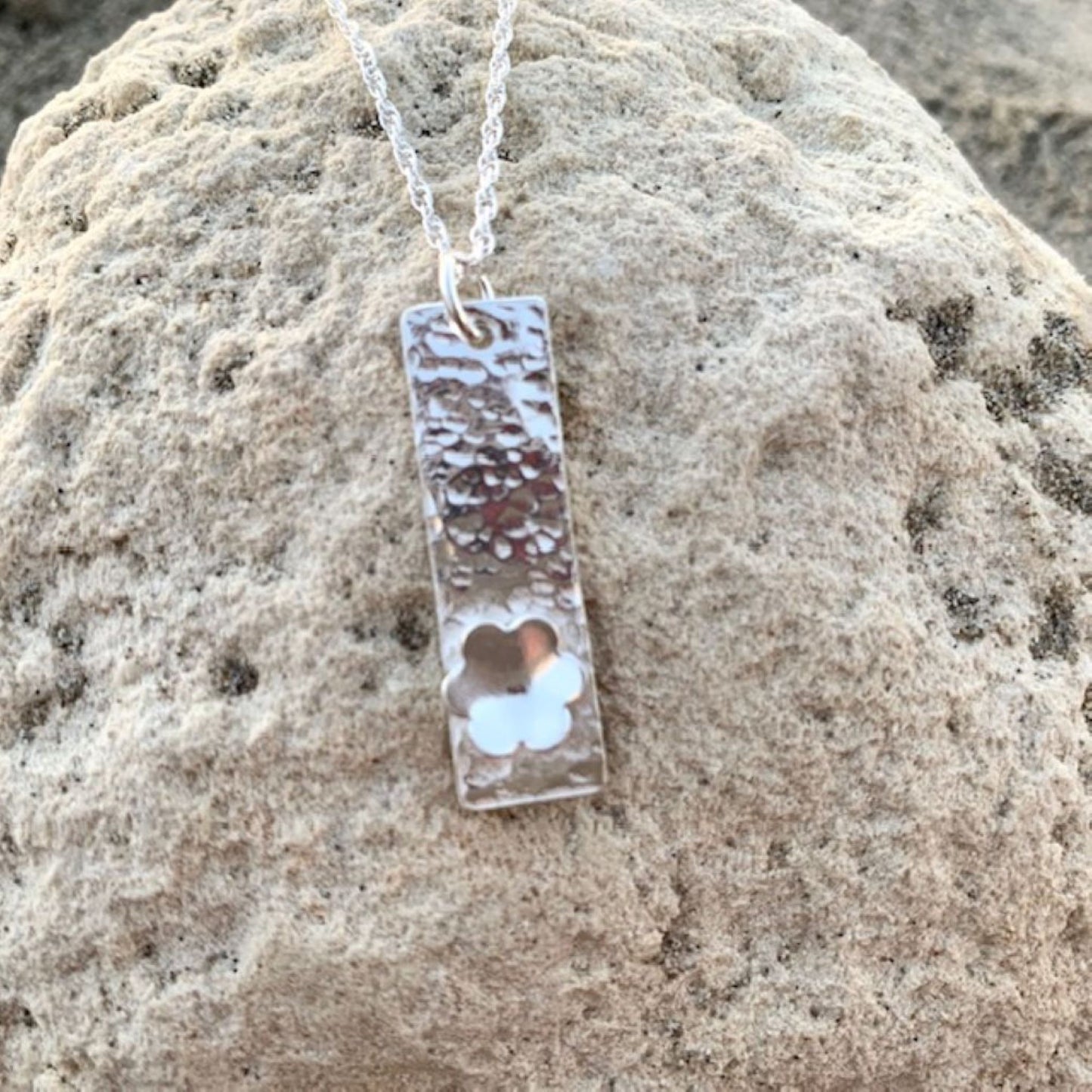 Sterling Silver Little Bar Flower Necklace