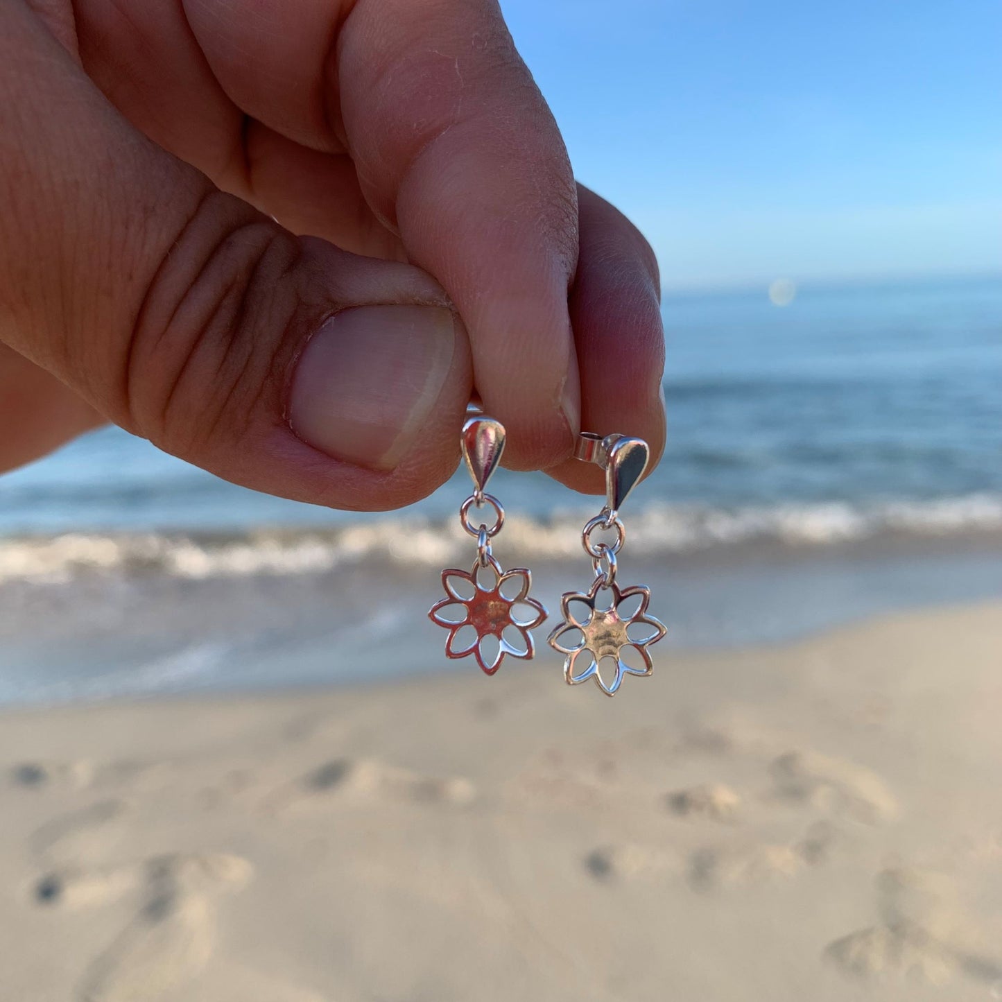 Sterling Silver Little Stud Flower Earrings