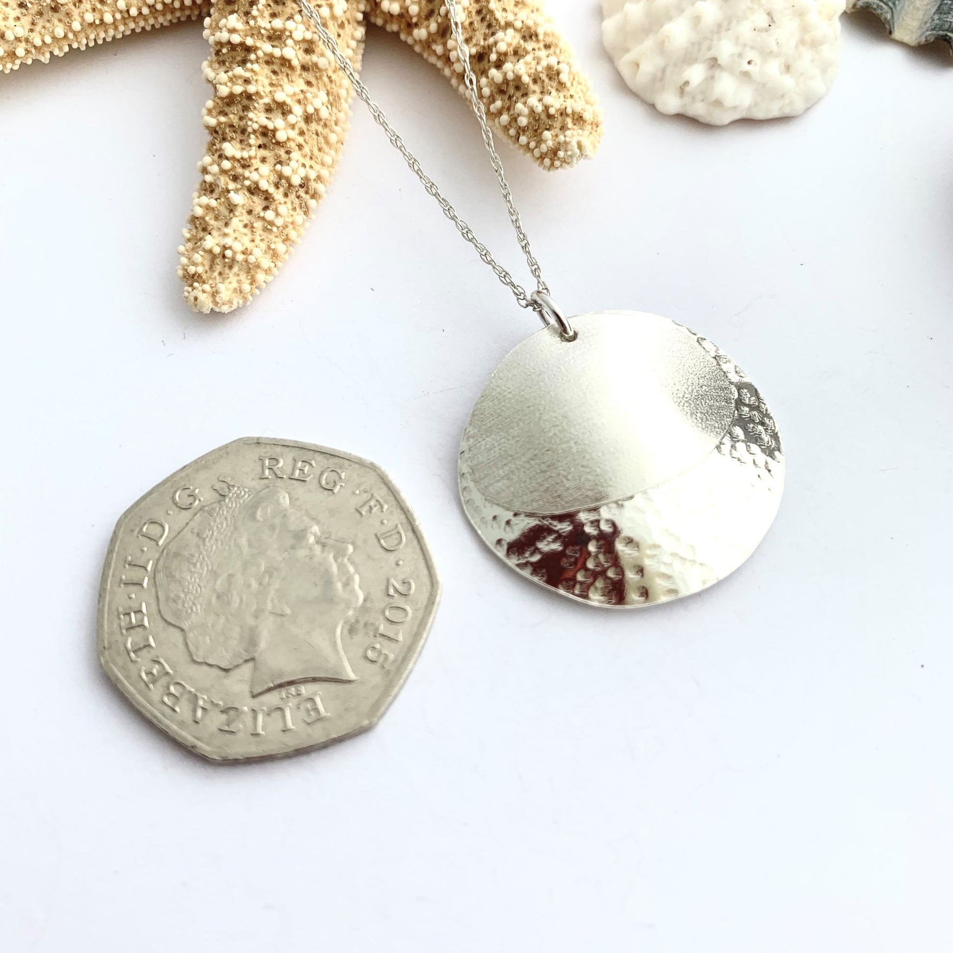 Sterling Silver Oval Textured Necklace