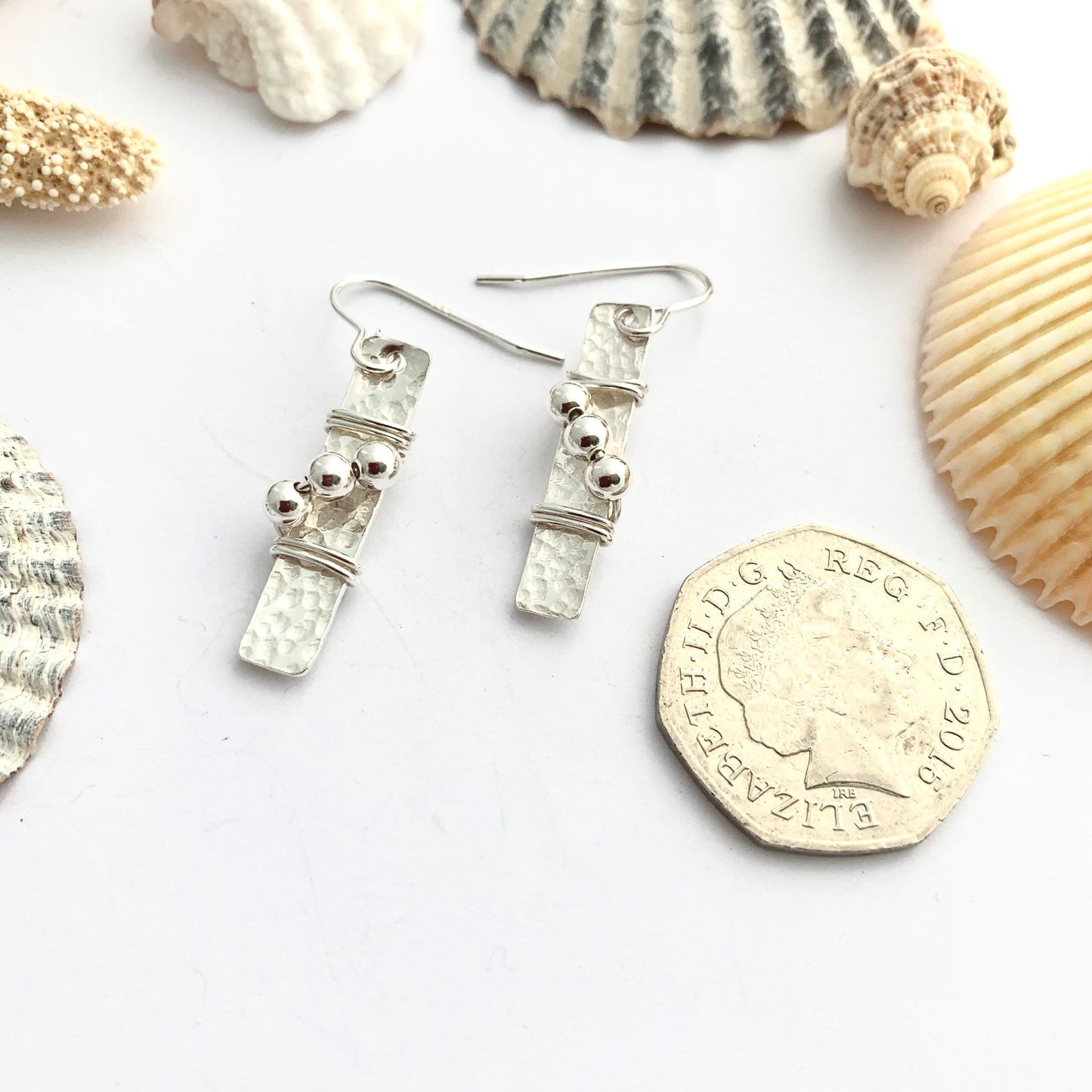 Sterling Silver Rectangle Bead Earrings