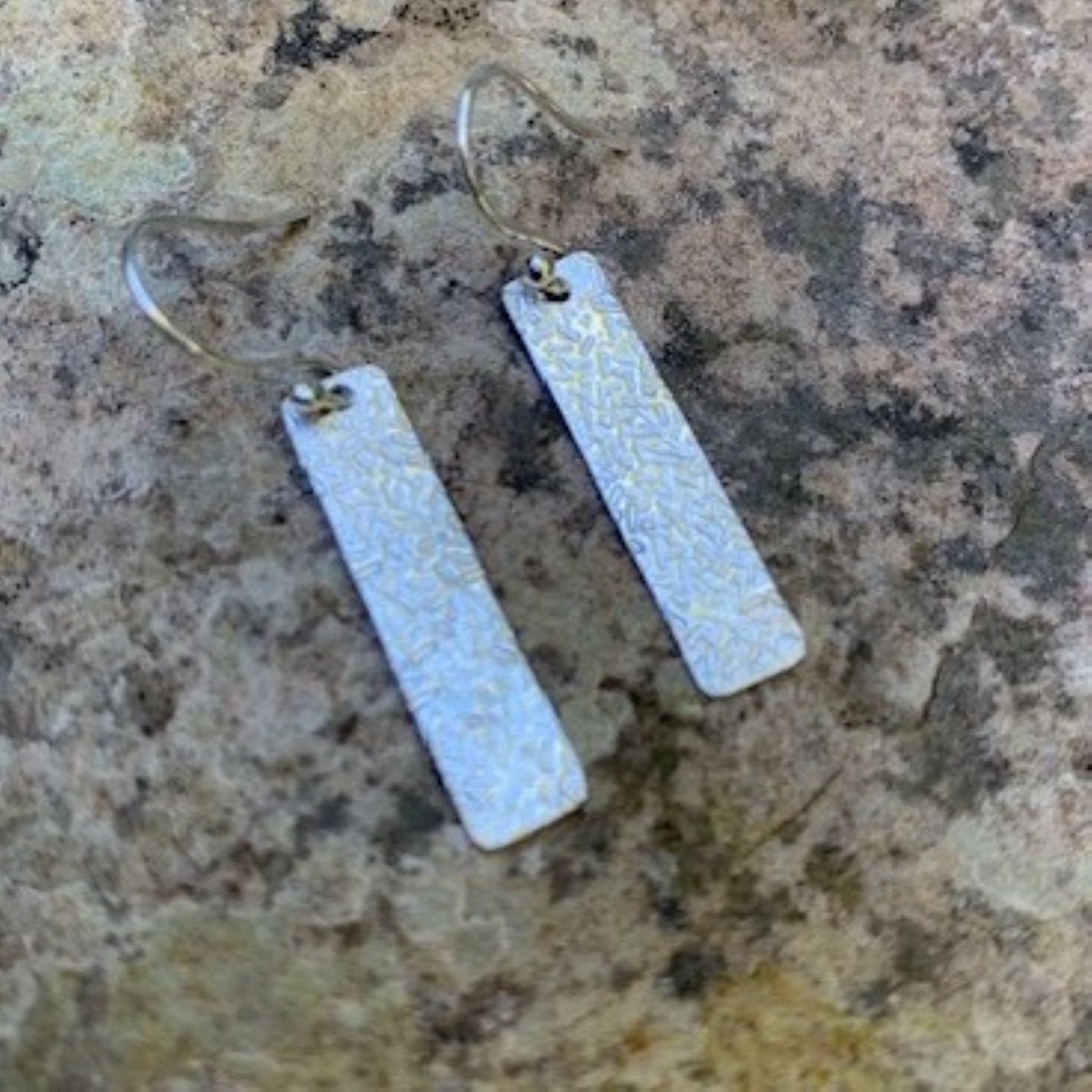 Sterling Silver Rectangle Earrings with Sprinkles Pattern