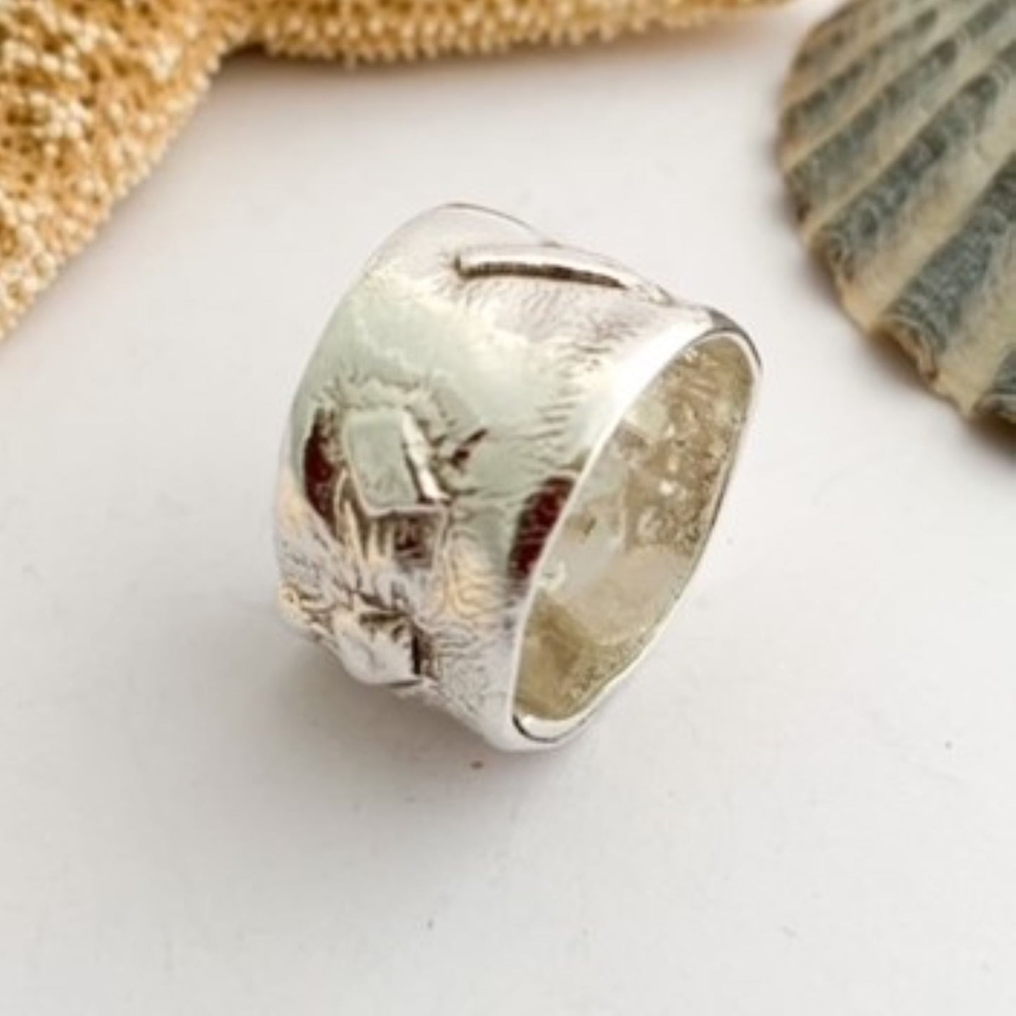 Wide Chunky Sterling Silver Rustic Statement Ring