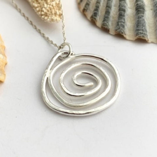Sterling Silver Spiral Swirl Necklace