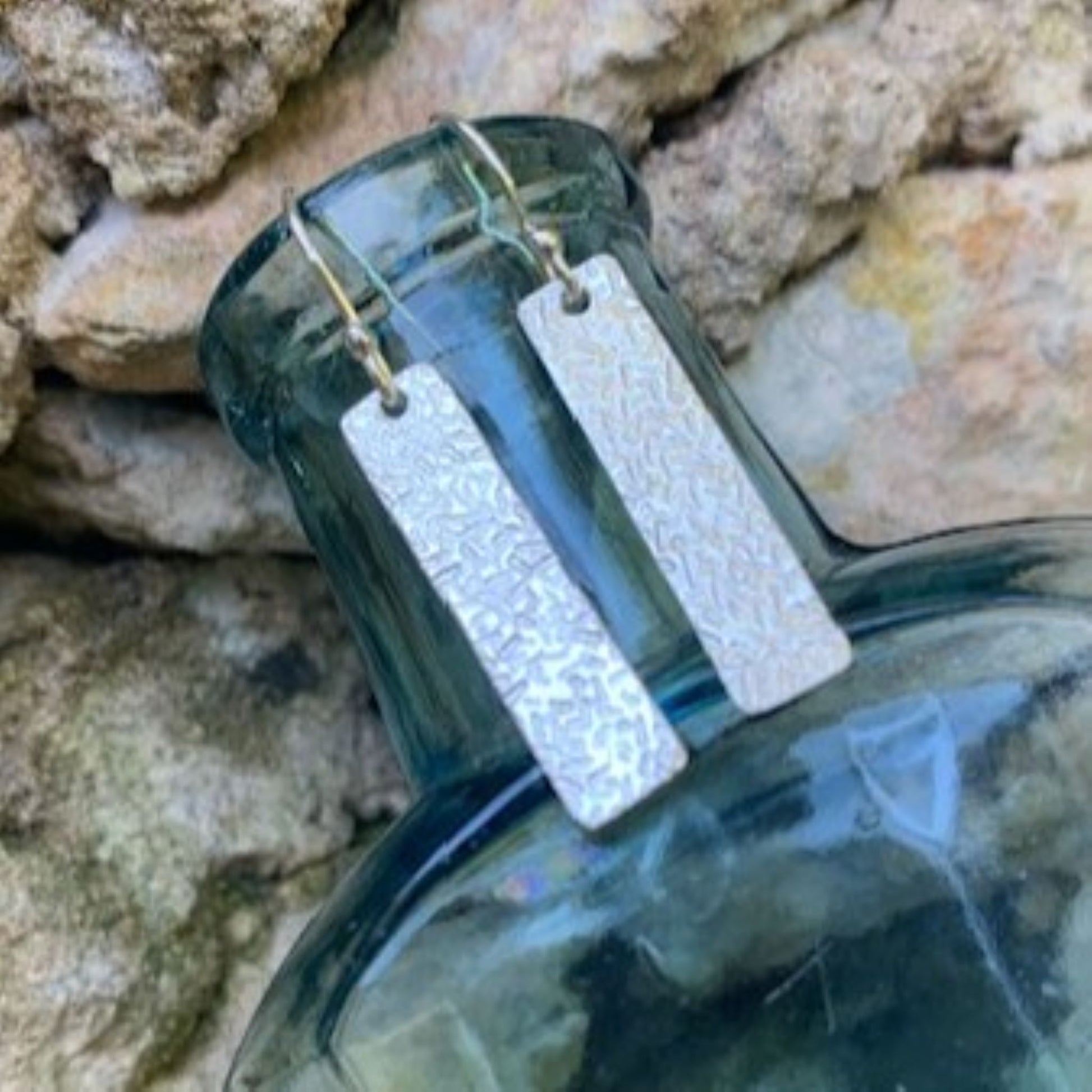Sterling Silver Stick Earrings with Sprinkles Pattern