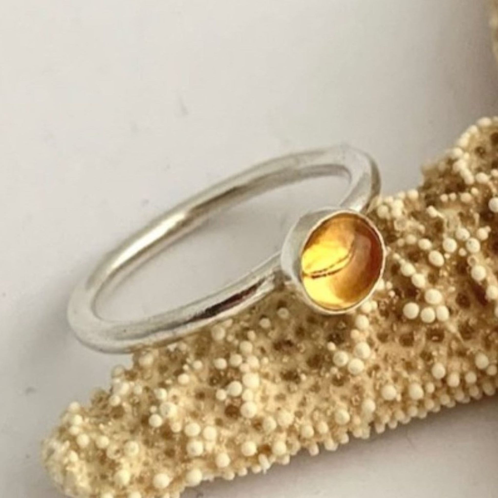 Sterling Silver and Citrine Gemstone Stacking Ring