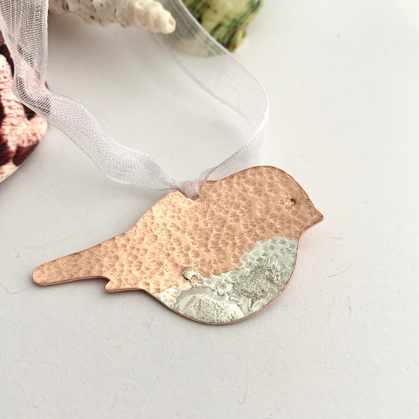 Textured Copper Robin Hanging Home Decor