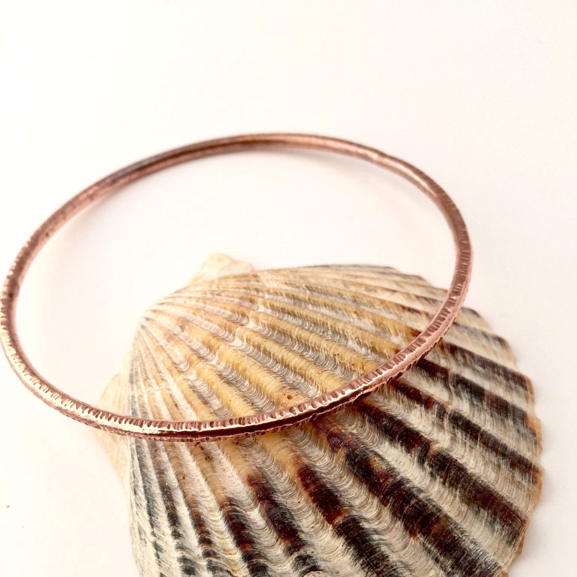 Textured Copper Skinny Stacking Bangle