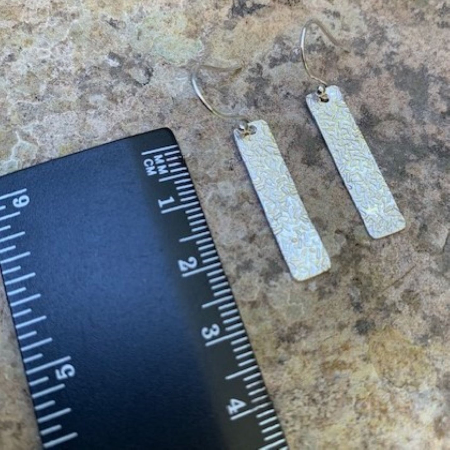 Textured Sterling Silver Ba Earrings with Sprinkles Pattern