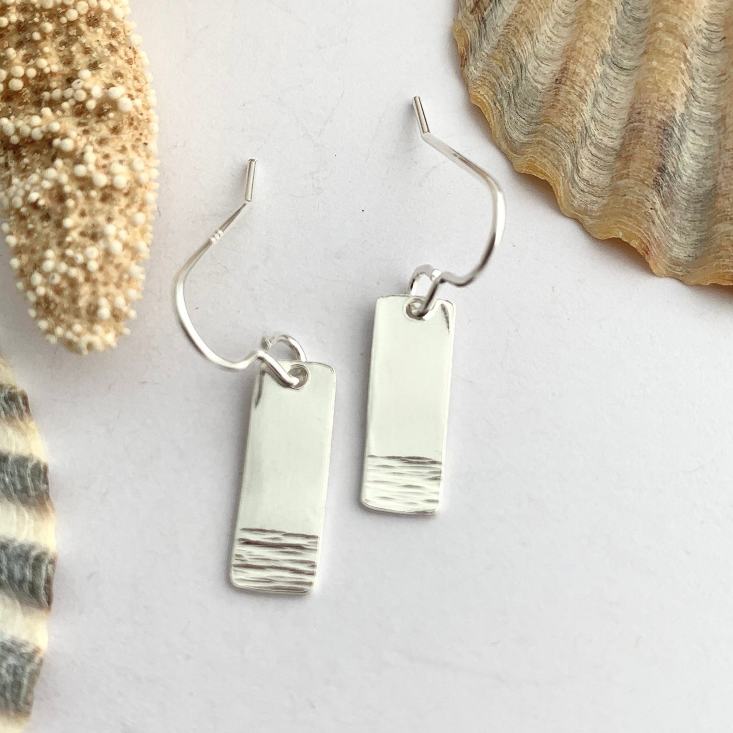 Tiny Silver Bar Earrings