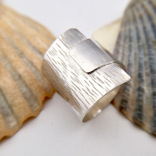Wide Sterling Silver Wrap Over Ring