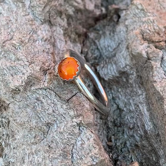 Amber Gemstone Sterling Silver Ring