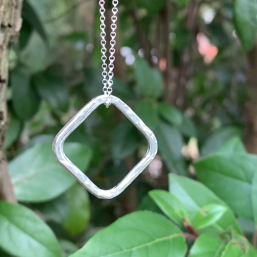 Textured Sterling Silver Open Heart Necklace
