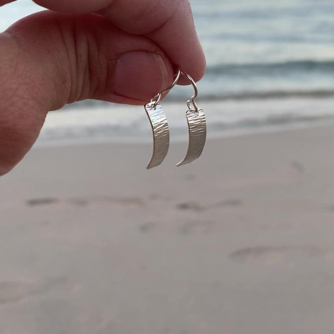 Sterling Silver Bar Hammered Earrings
