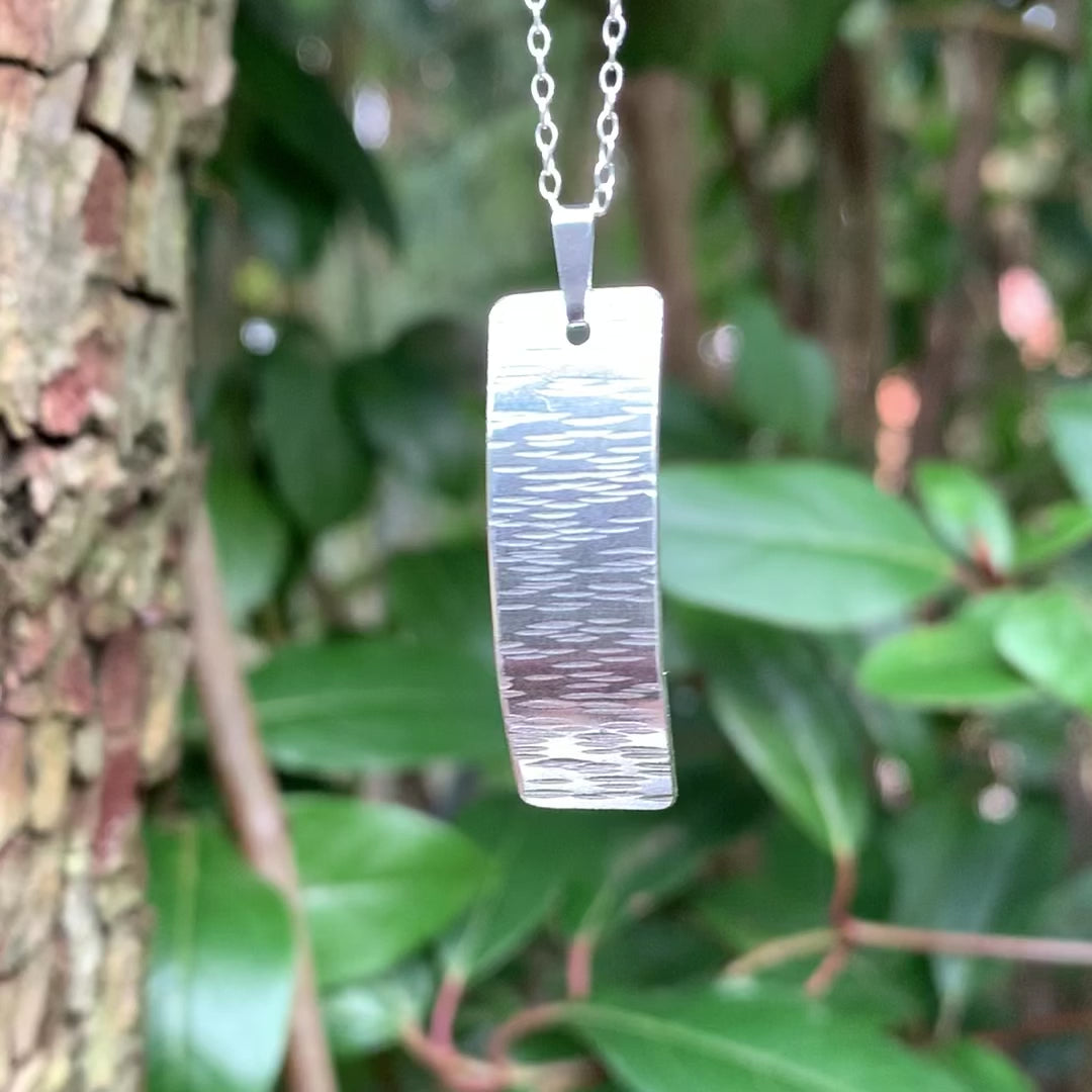 Line Hammered Silver Bar Pendant