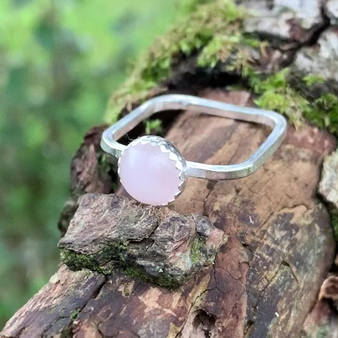 Rose Quartz Gemstone Sterling Silver Ring