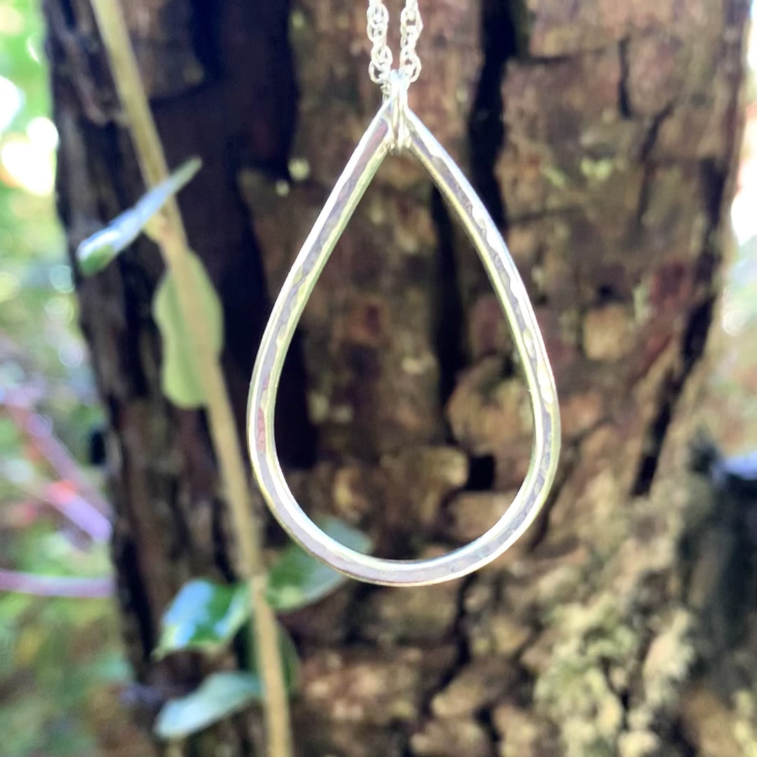 Textured 925 Sterling Silver Wire Teardrop Pendant