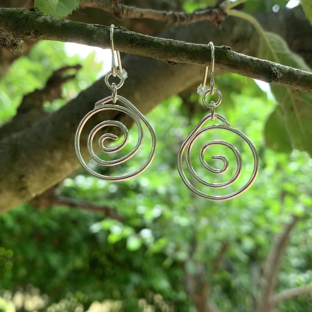 Sterling Silver Hammered Spiral Earrings
