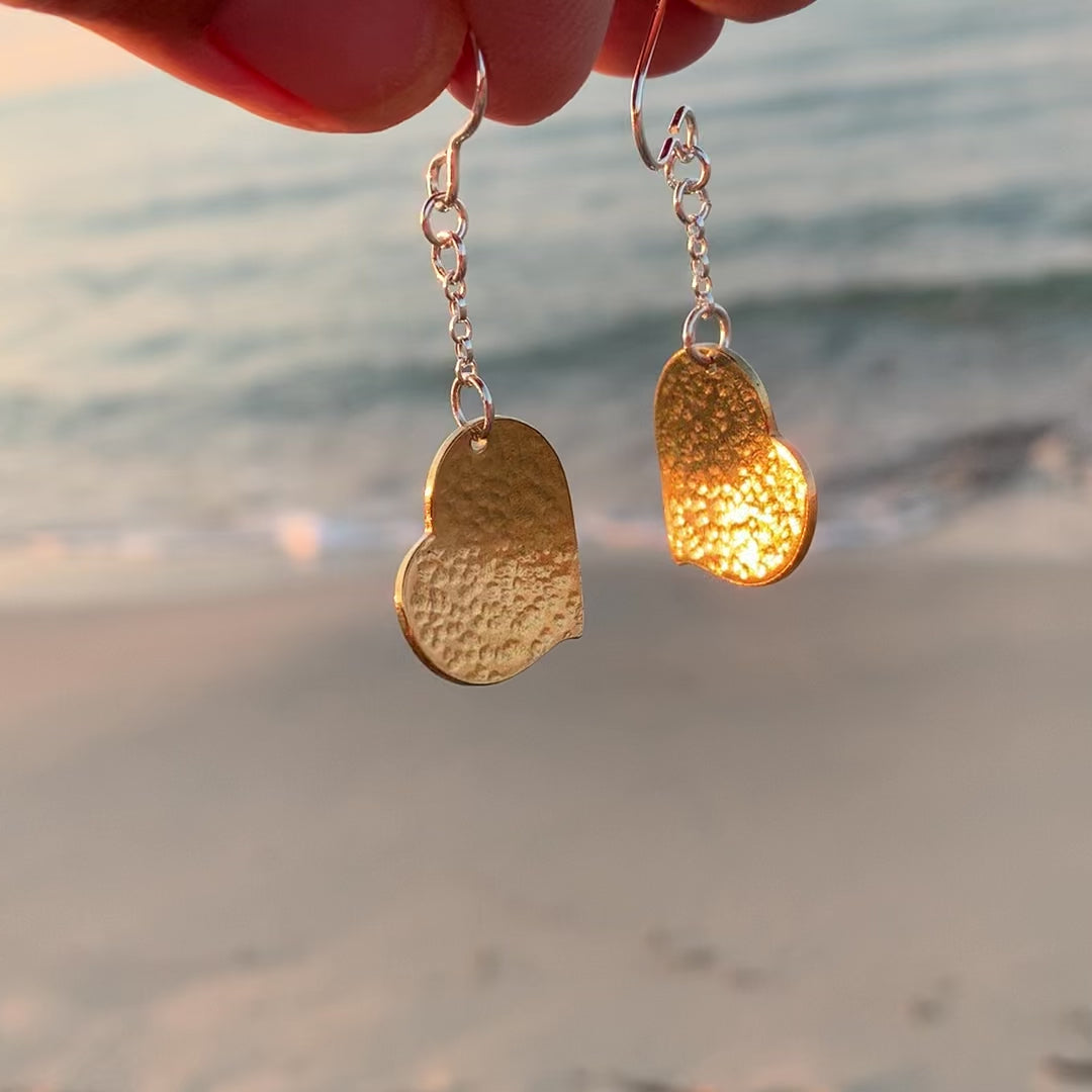 Dangly Brass Heart Earrings