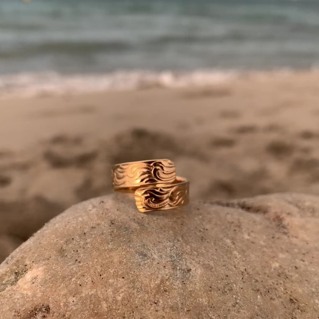 Brass Scroll Pattern Open Ring