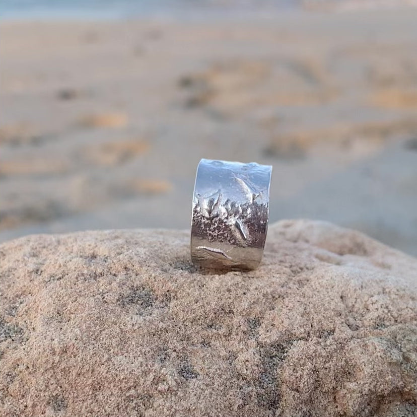 Fused Sterling Silver Wide Rustic Ring
