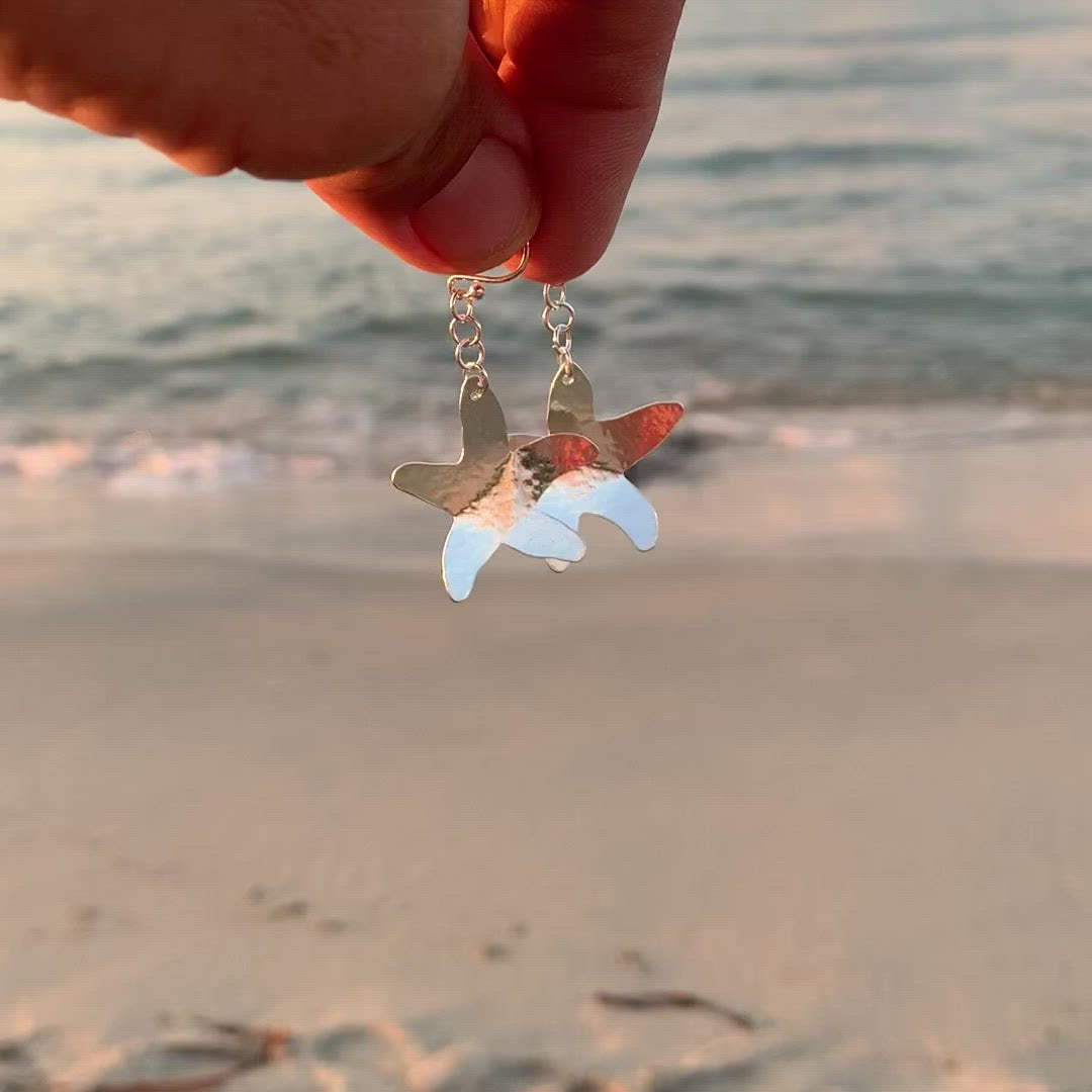 Hammered Sterling SIlver Starfish Earrings