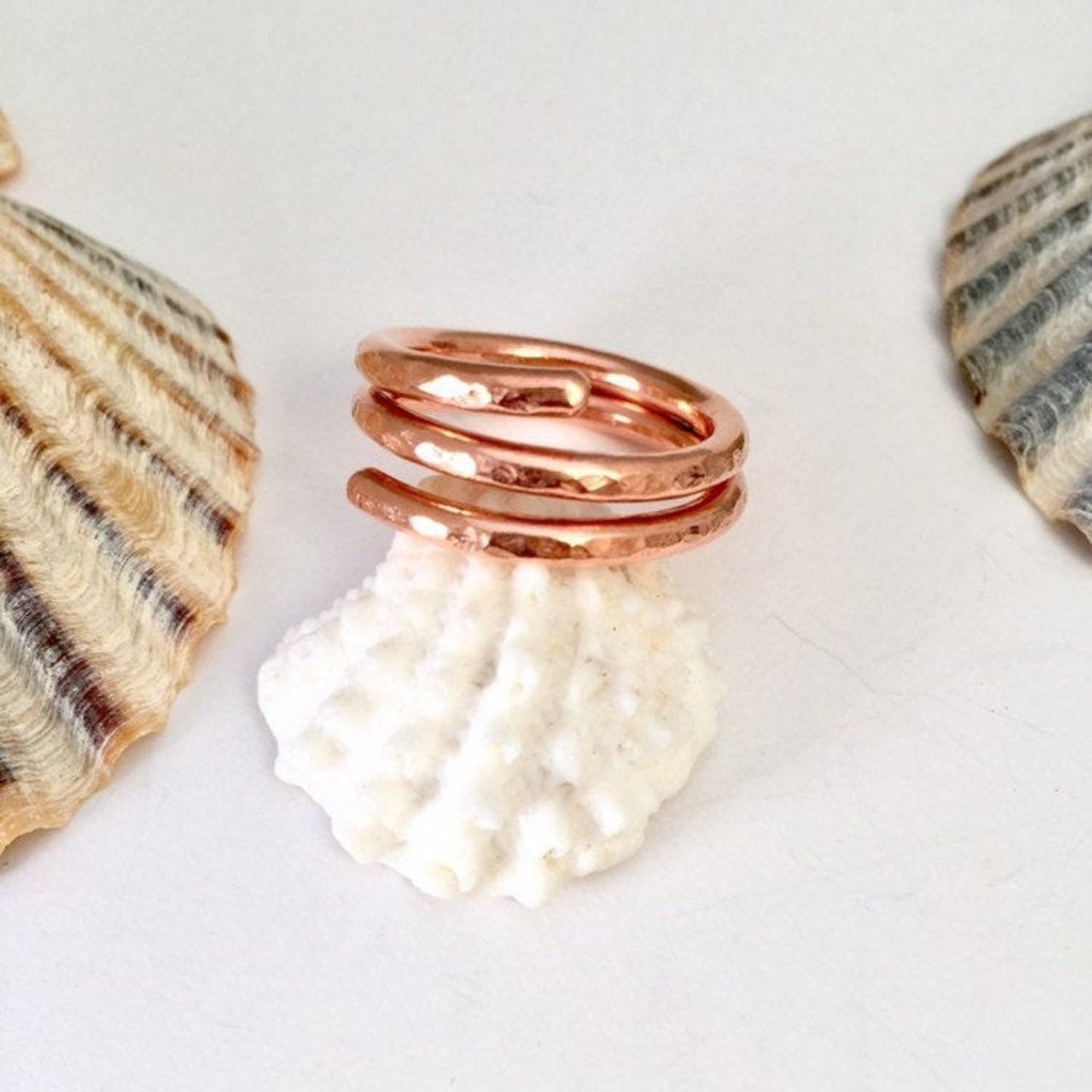 Hammered Copper Spiral Ring