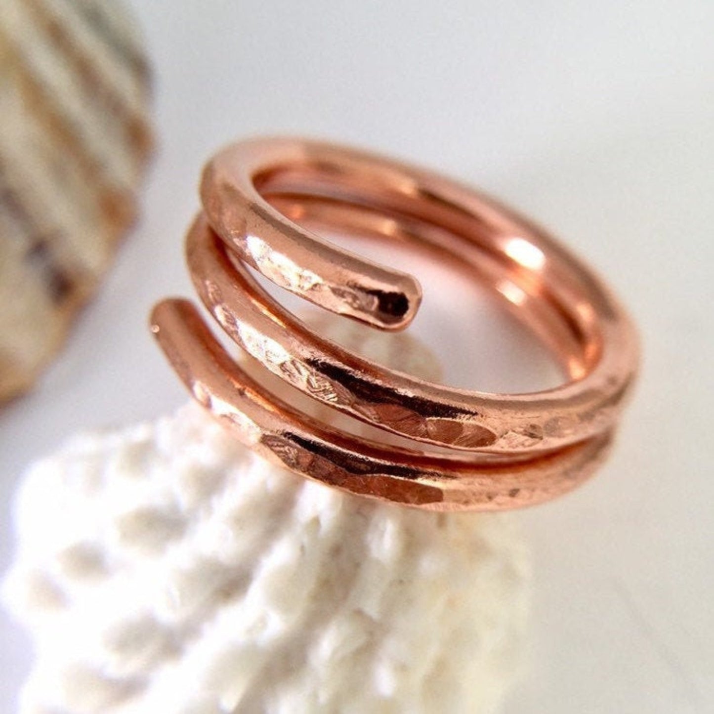 Hammered Copper Spiral Ring