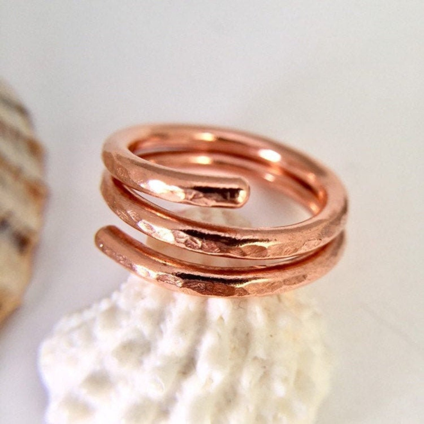Hammered Copper Spiral Ring