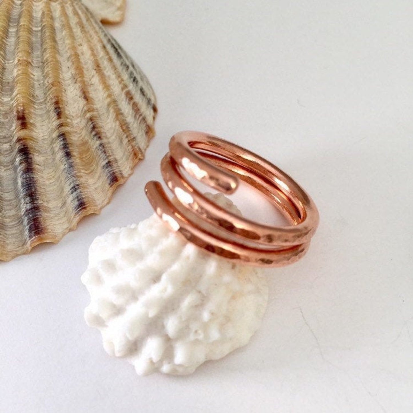 Hammered Copper Spiral Ring