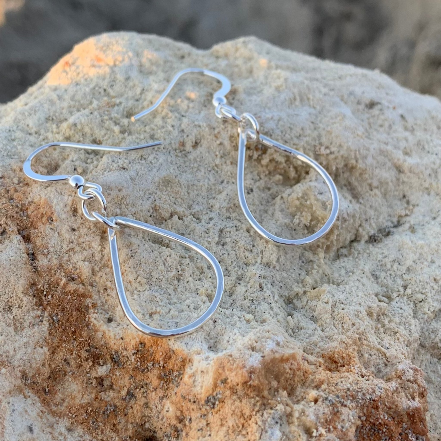 Hammered-Sterling-Silver-Teardrop-Dangle-Earrings