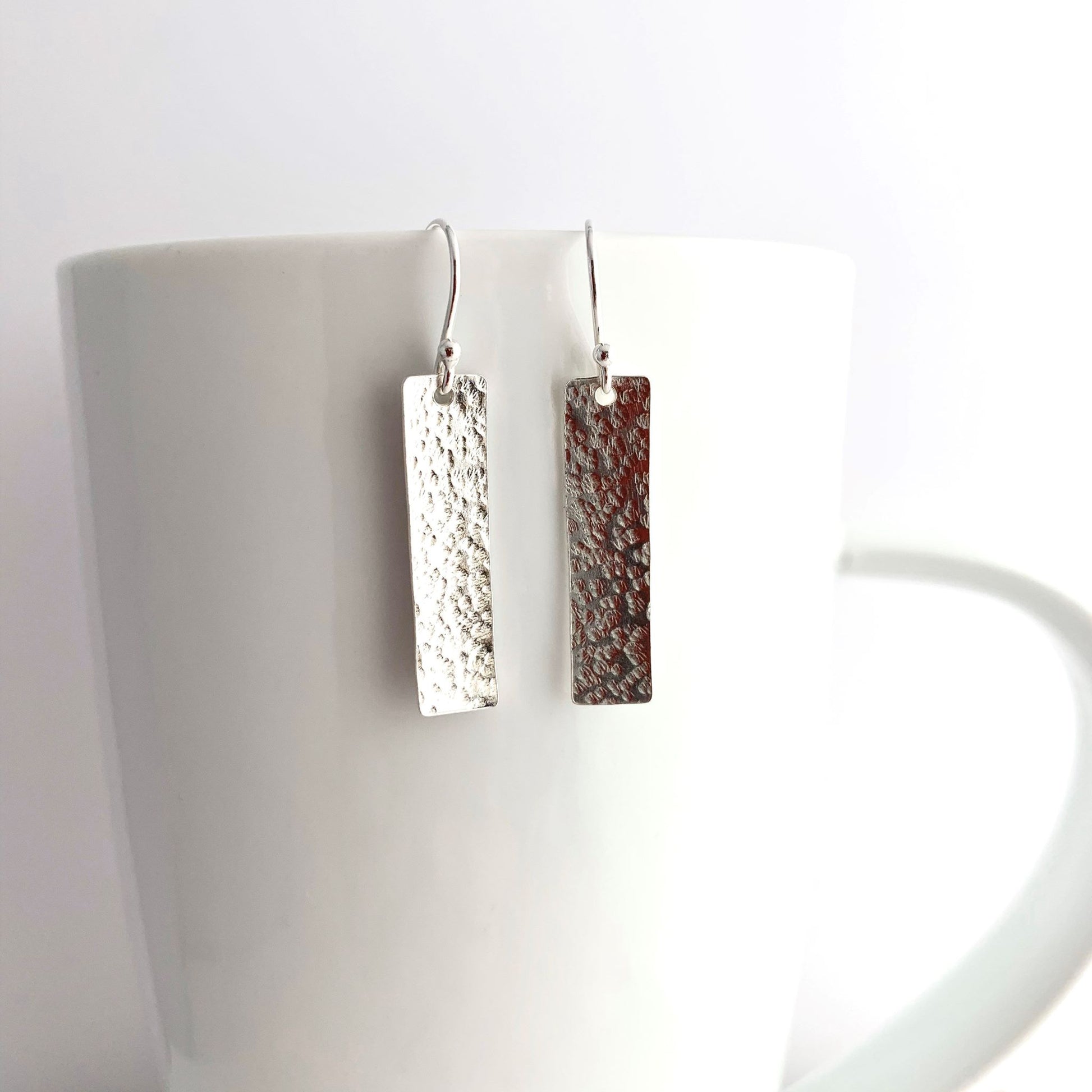 925 Hammered Sterling Silver Stick Earrings