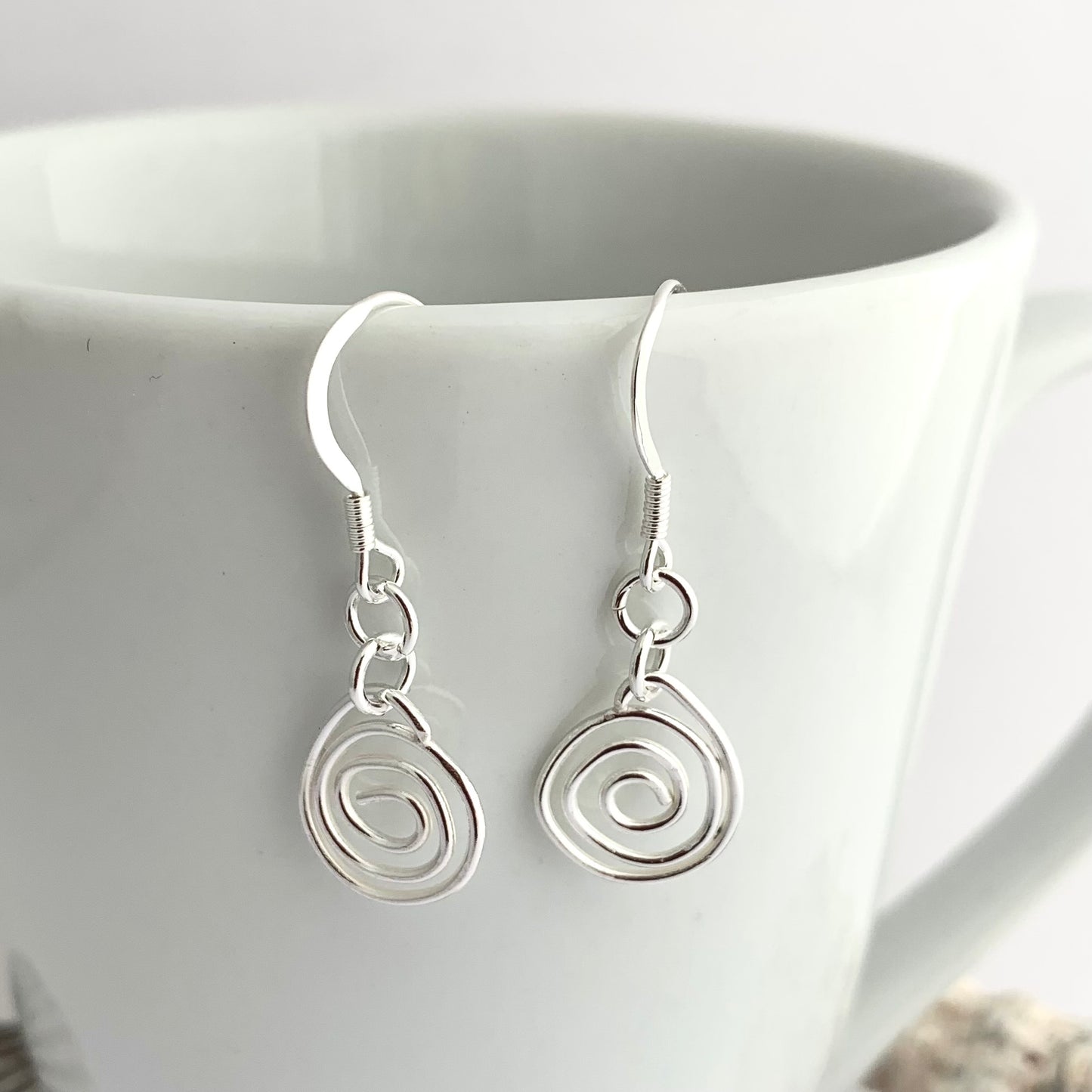 925 Silver Dangle Coil Earrings