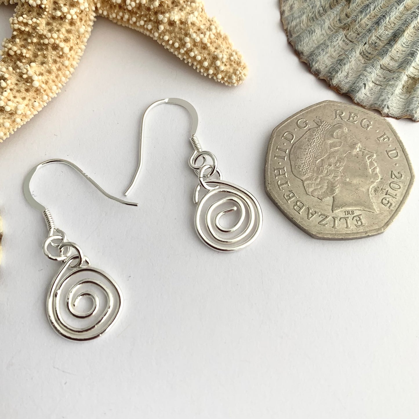 925 Silver Spiral Hammered Earrings