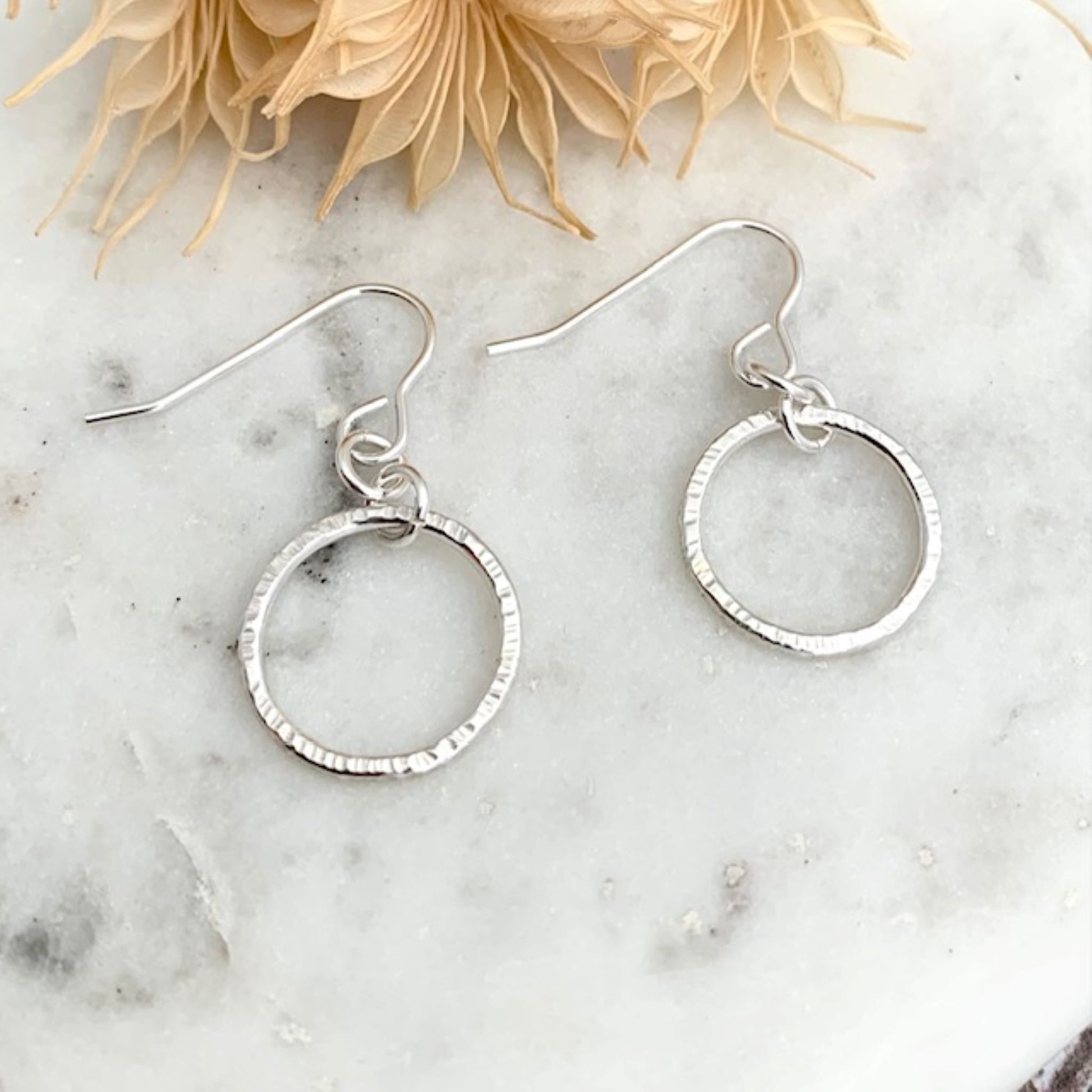 925-Sterling-Silver-Dangly-Hammered-Hoop-Earrings