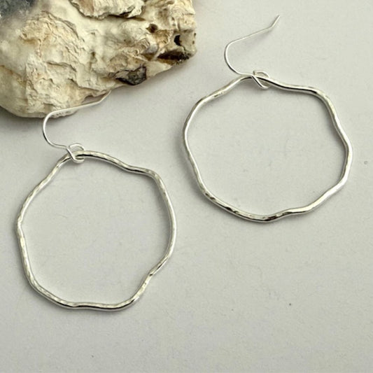 925 Sterling Silver Large Wavy Hoop Earrings 3