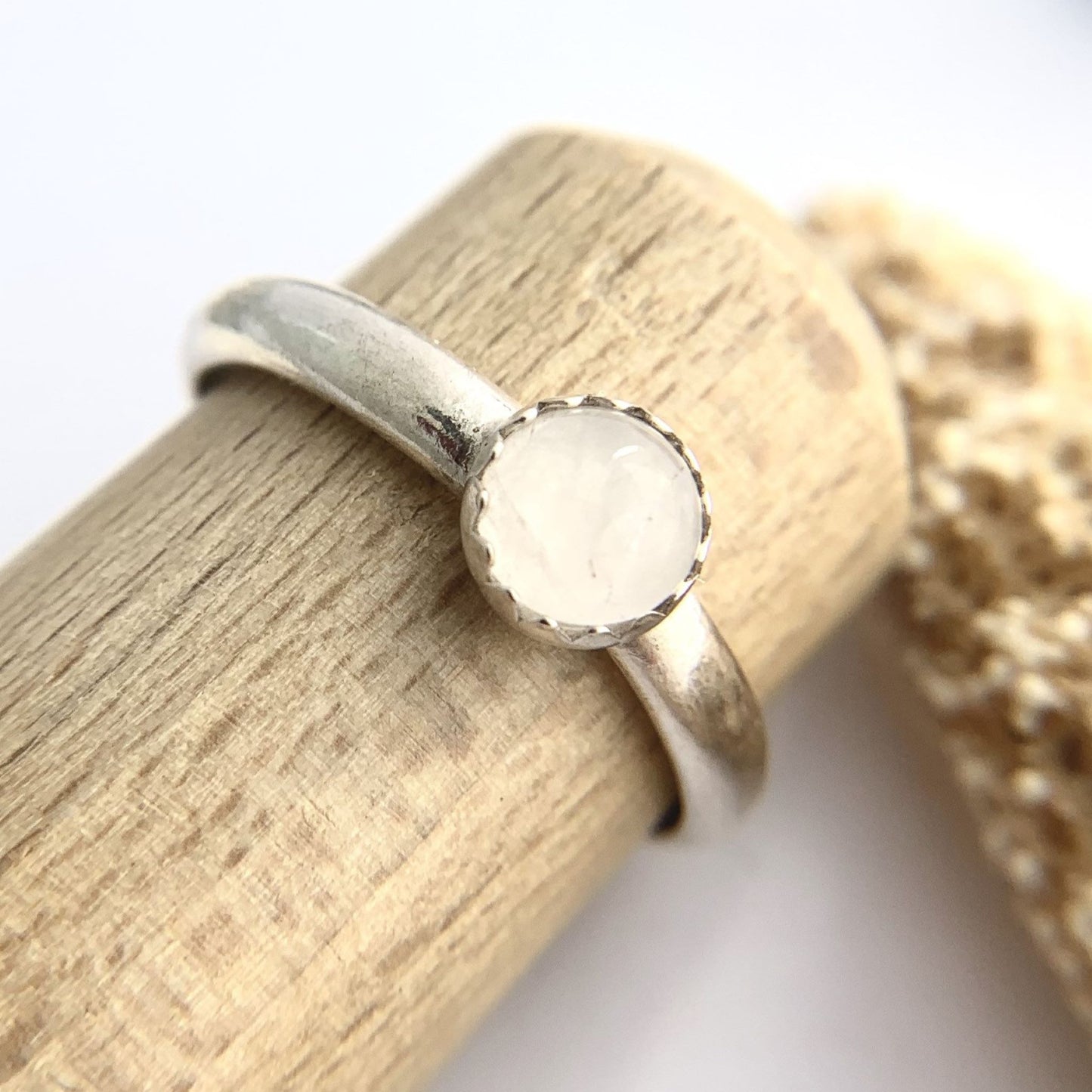925 Sterling Silver Moonstone Stacking Ring